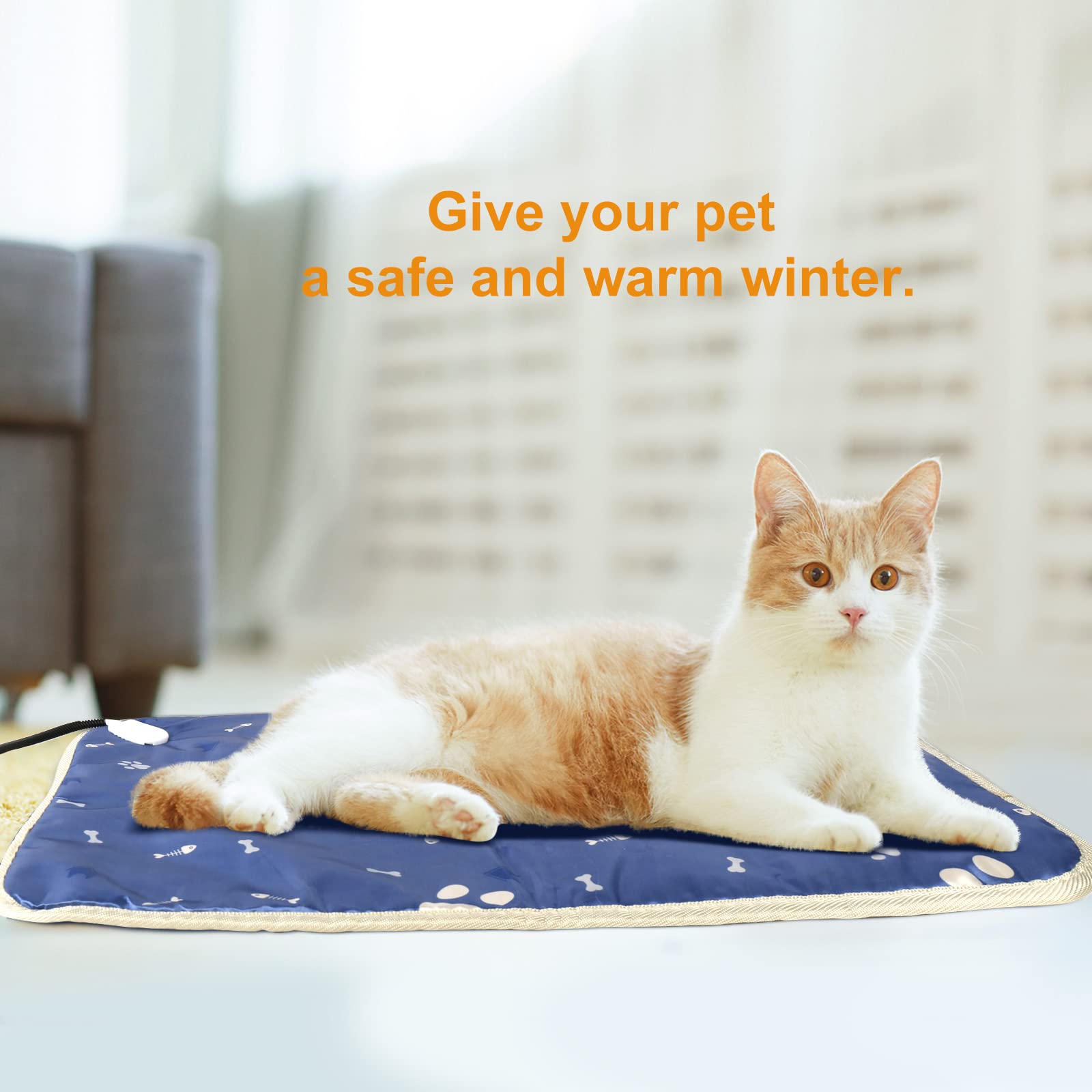 secretmotion Almohadilla térmica para Mascotas, para Gatos y Perros, Almohadilla térmica para Gatos, Manta térmica con Control de Temperatura, Manta térmica termostática con Cable para Masticar