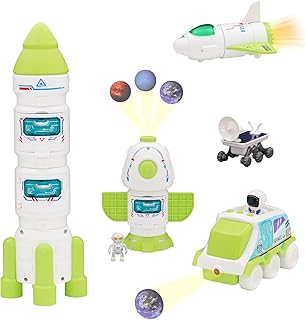 YULEYU Rocket Toy for Children, Space Shuttle Model with Astronaut Figures, Spaceship Toy for Boys and Girls, Astronaut Exploration Play Set (Green)