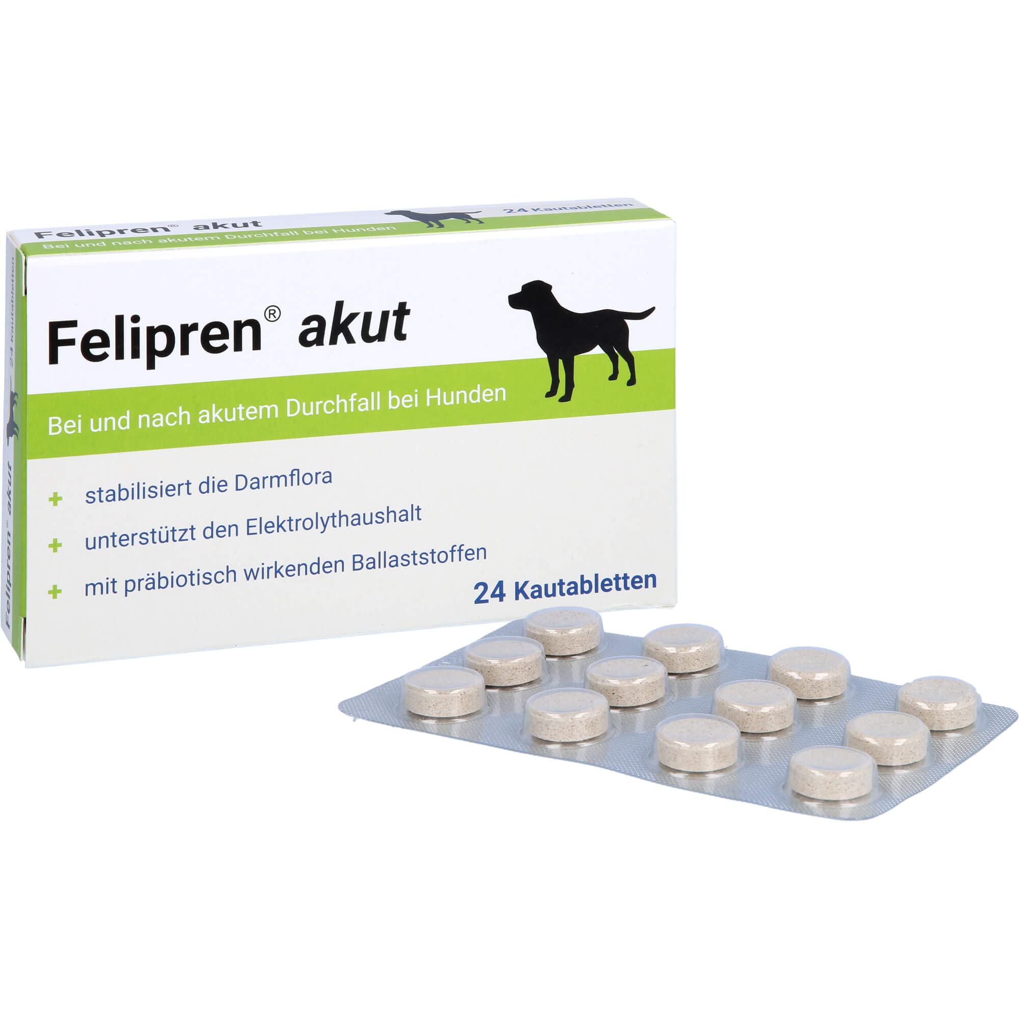 akut Kautabletten für Hunde bei und nach Durchfall – Unterstützung der Darmflora – Durchfallmittel – 24 Stück