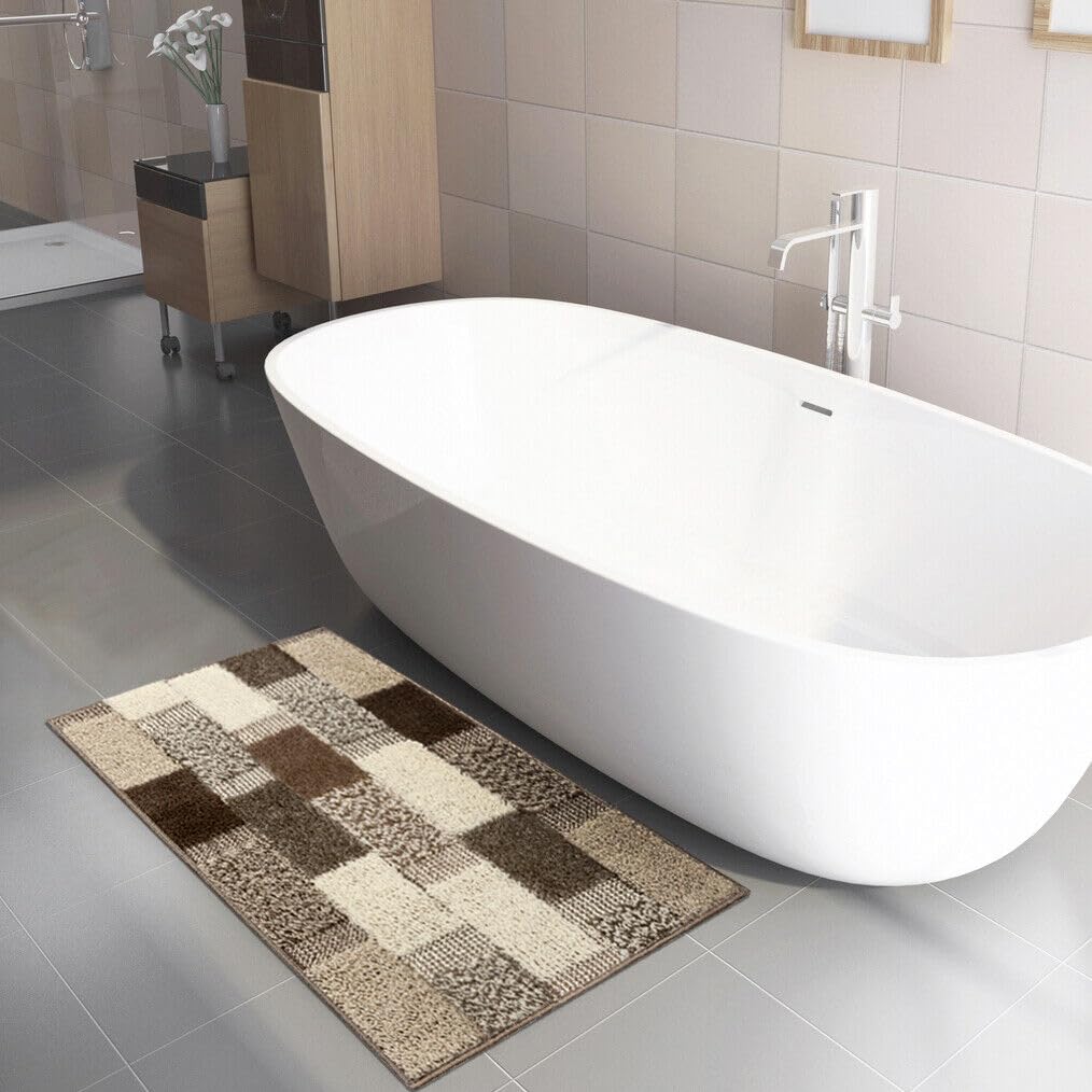 Emmevi Tapis De Bain Pur Coton élégant, Doux, Antidérapant, Lavable, 50 X 110 Cm, Blanc