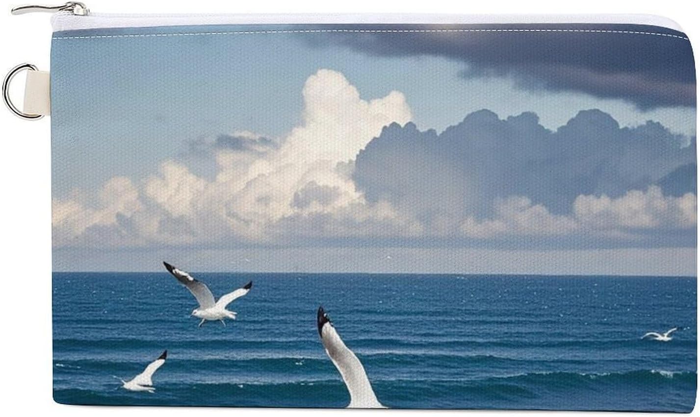 The Deep Blue Sea Coin Purse Coin Pouch with Zipper for Men Women Portable Change Wallet Canvas Coin Bag
