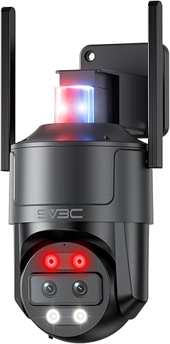 SV3C Cámara de seguridad WiFi PTZ de doble lente 4K para exteriores, cámara IP ONVIF de seguimiento automático de doble banda, visión nocturna a