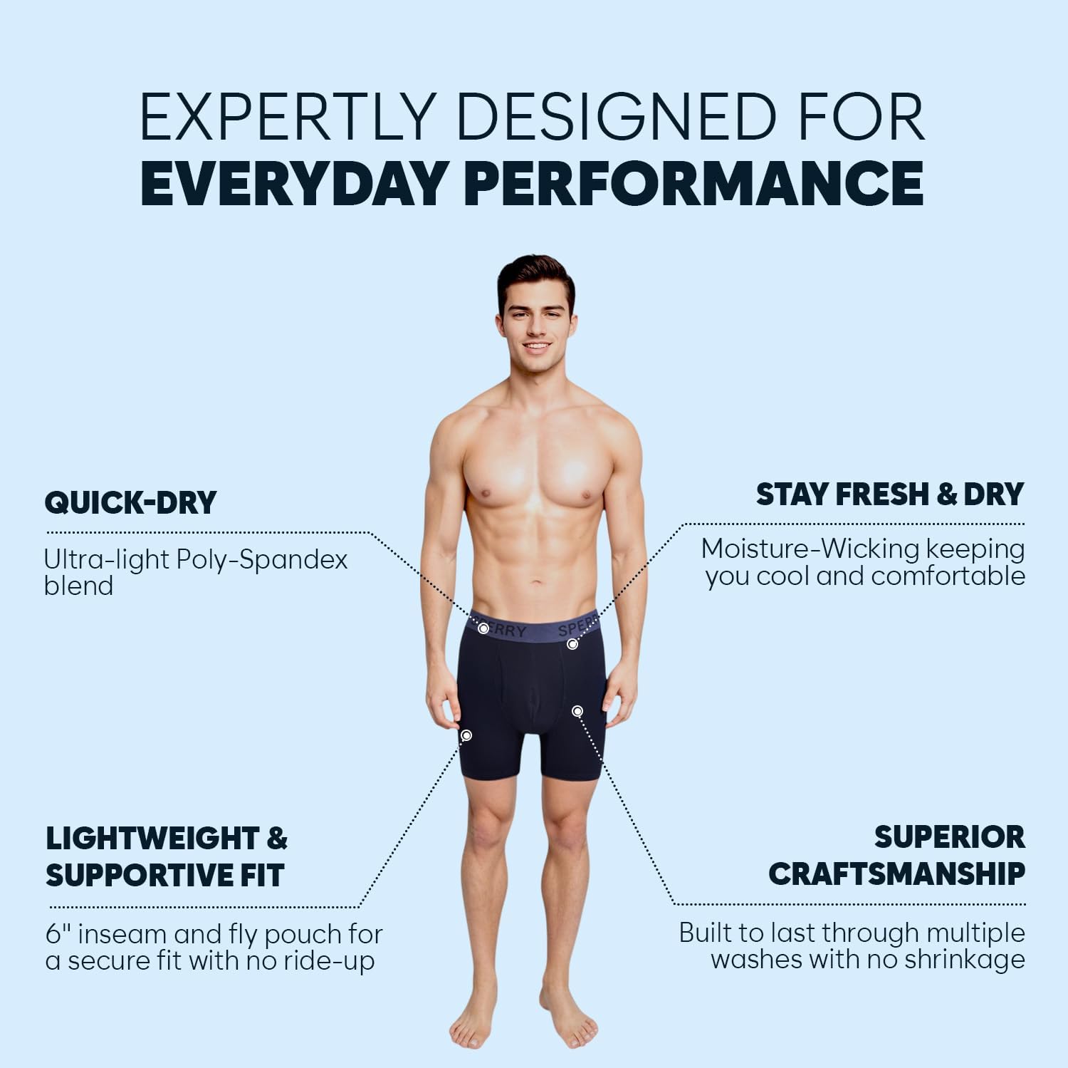 Sperry 4-Pack Everyday Men’s Performance Boxer Briefs – Quick-Dry, Breathable, Comfortable Polyester Boxer Briefs for Men - Image 4