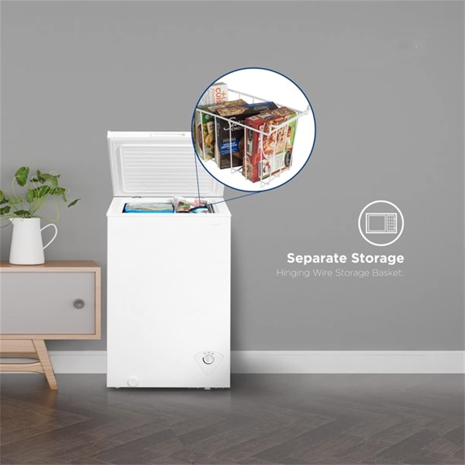 3.5 Cu.ft Chest Freezer, Compact Refrigerator Freestanding Deep Freezer for Kitchen Garage Frozen Food Meals Ice Cream Storaging, White