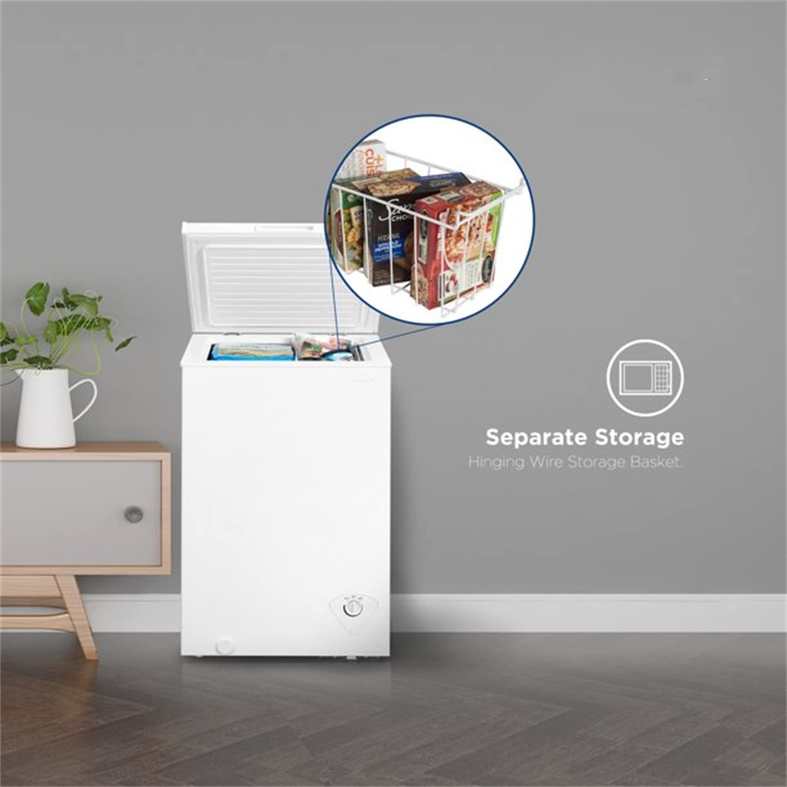 Flydem 3.5 Cu.ft Chest Freezer, Compact Refrigerator Freestanding Deep Freezer for Kitchen Garage Frozen Food Meals Ice Cream Storaging, White