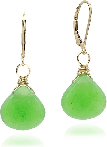 Pendientes de piedra natal simulados con gota de cristal de 14 quilates rellenos de oro de 14 quilates