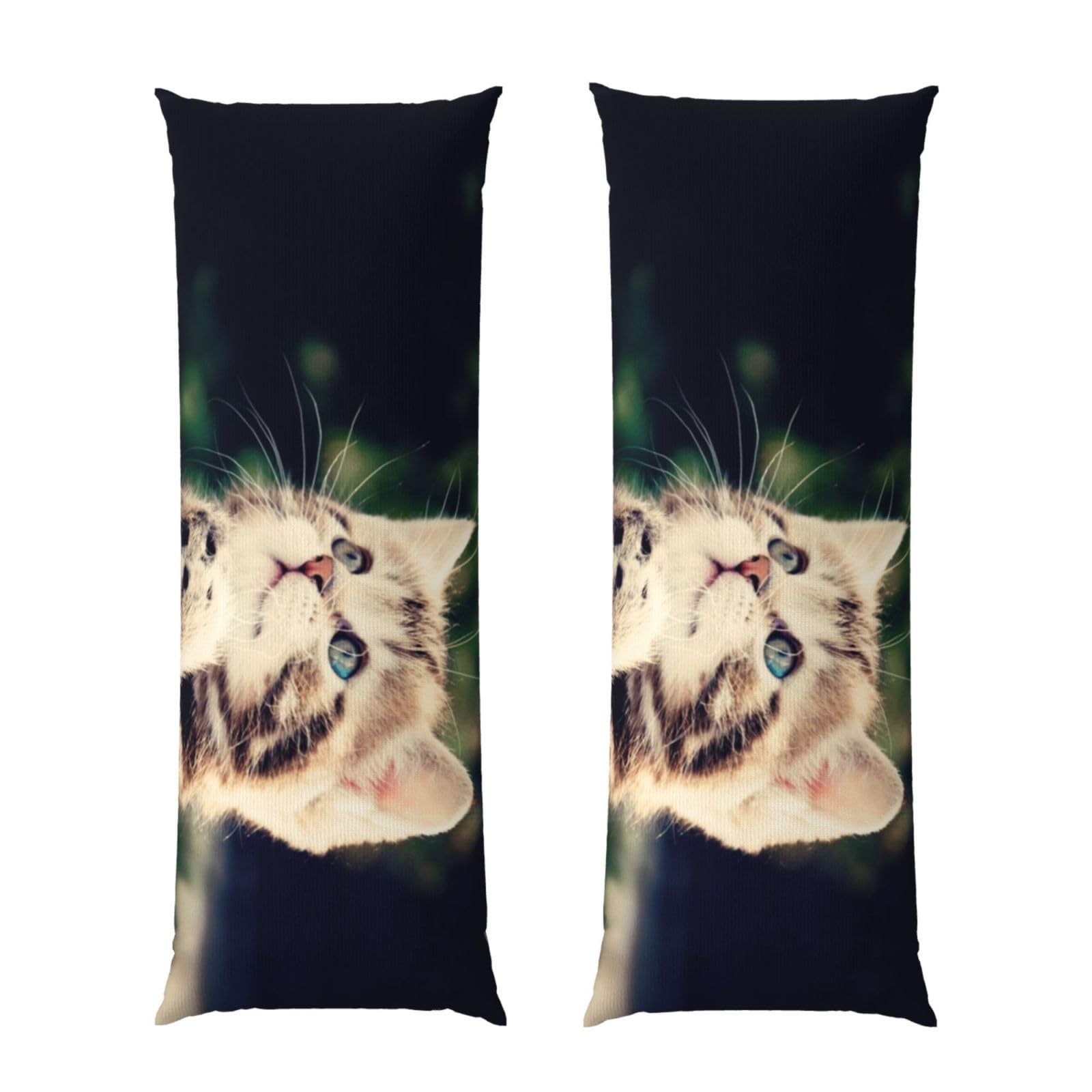 Taie d'oreiller chat 50x152 cm en tissu imprimé doux pour grand traversin pour lit de chambre
