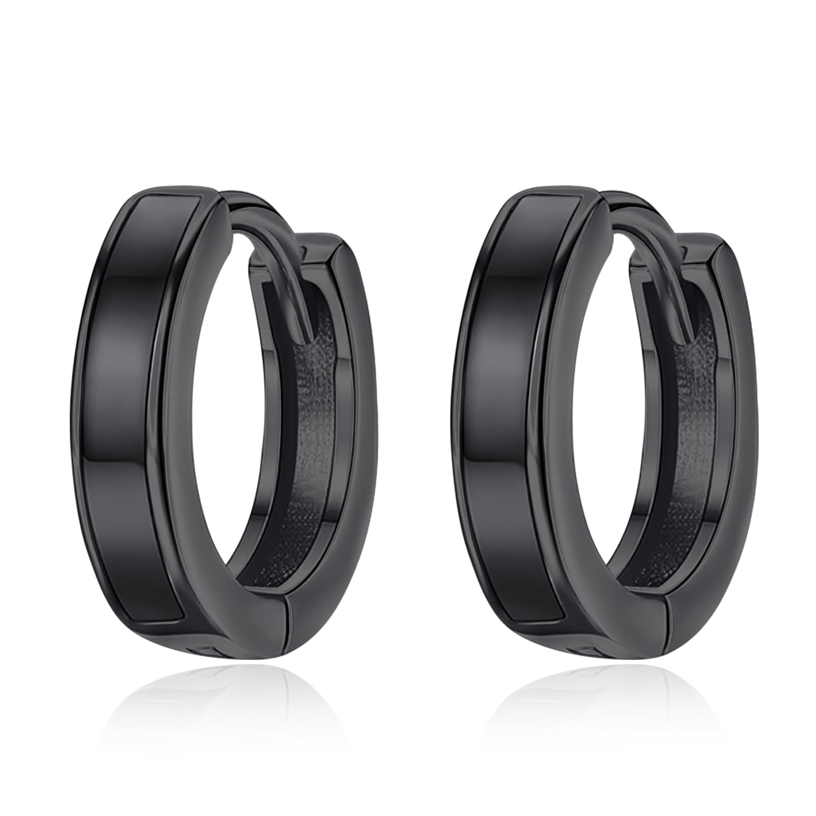 TANGPOET Unisex Creolen für Herren 925 Sterling Silber Breit Herren Ohrringe Damen Klapp Creolen Ohrschmuck Weihnachten Geschenk für Frauen Männer