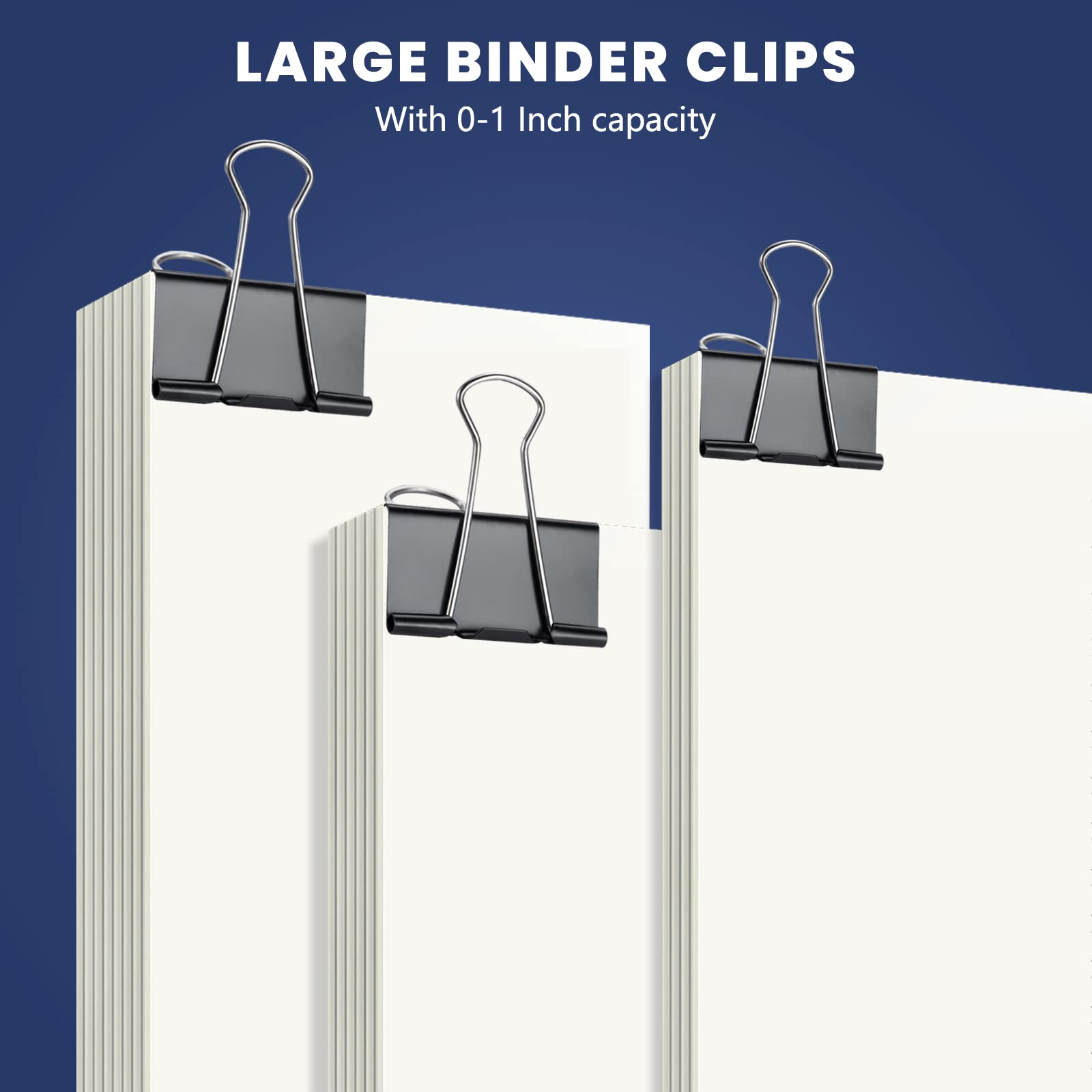 72 Stück extra große Binder-Clips, 5,1 cm, Büroklammern, große Bindeklammern, Jumbo-Büroklammern, Großpackung, strapazierfähig, große Büroklemme, schwarz, Küche, Schule, Lehrer