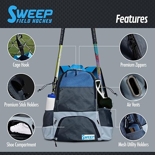 Miniatura 5 de Sweep Youth - Mochila de hockey sobre césped de tamaño perfecto para atletas de 8 a 14 años, a diferencia de las mochilas grandes y voluminosas de