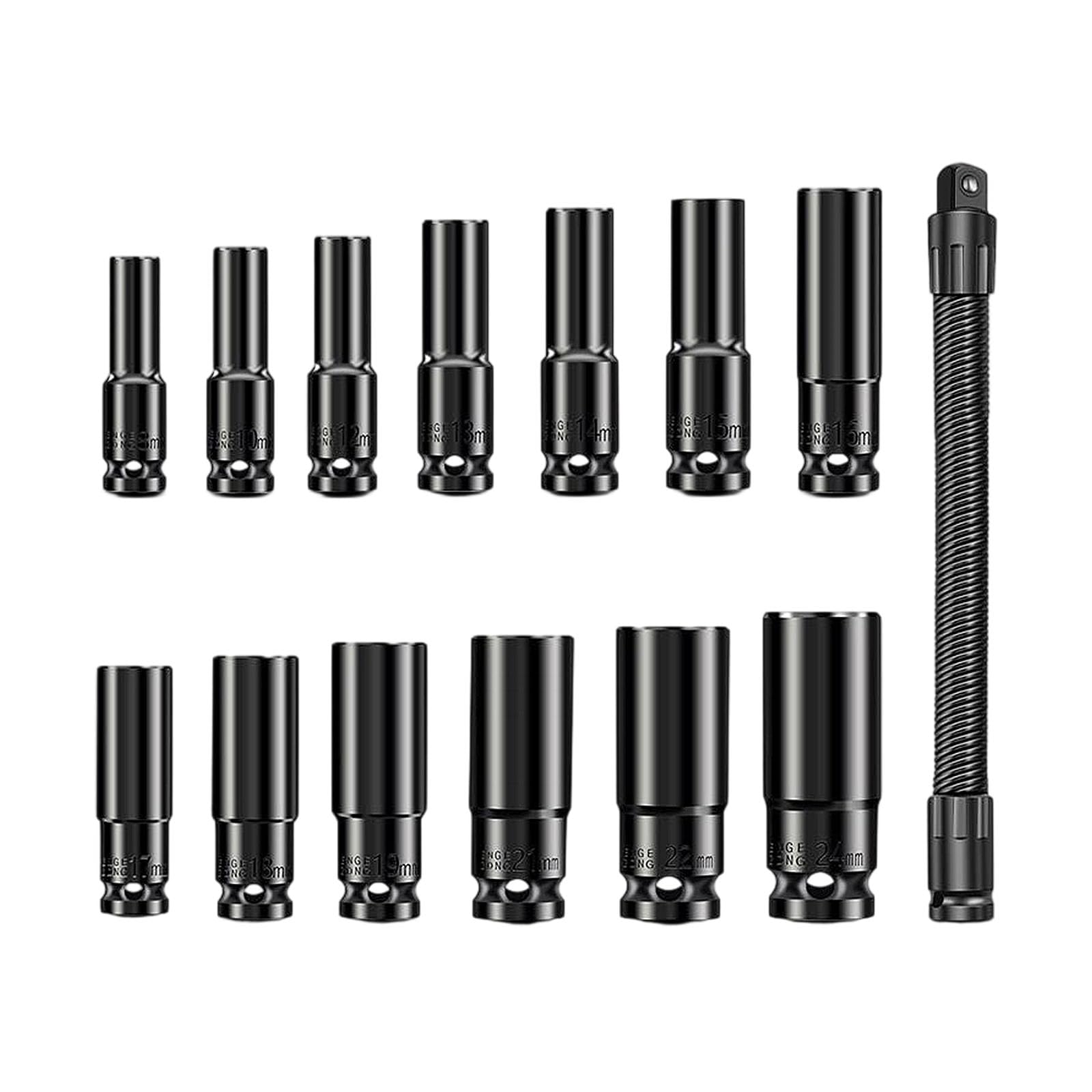 Clés à douille métriques et kit de 13 douilles avec rallonge flexible de 250 mm