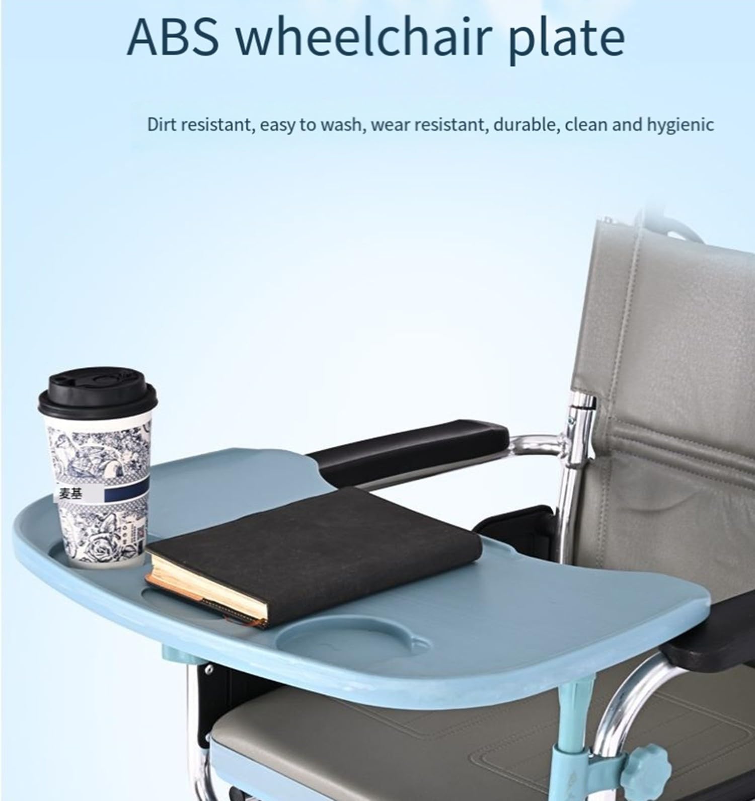 Bandeja Portátil para Silla De Ruedas, Mesa con Portavasos, Accesorios Duraderos para Sillas De Ruedas, Mesa Extraíble Adapta A Brazos De Silla De Ruedas De 16 A 20 Pulgadas