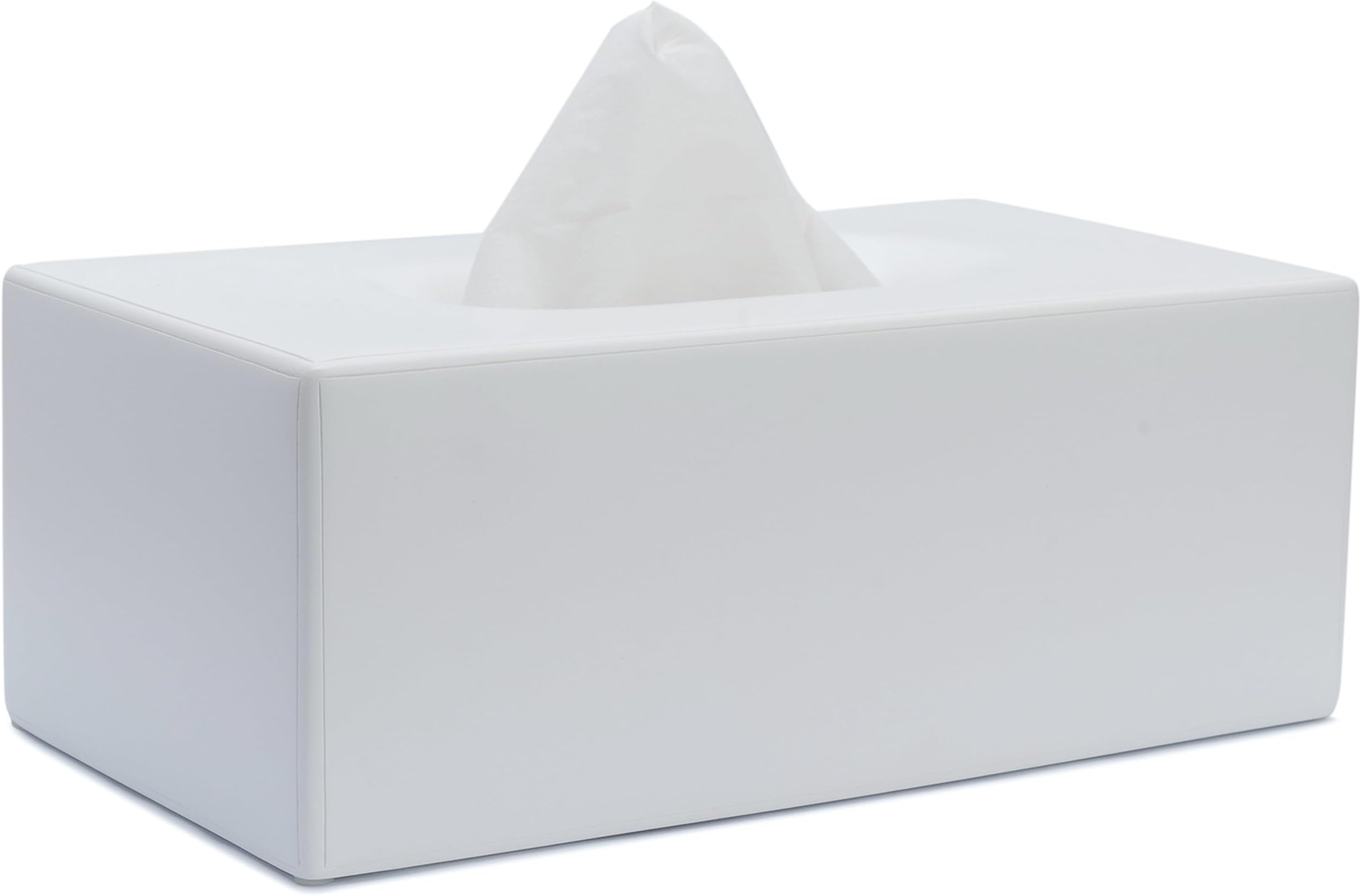 Matte White Tissue Box Cover Rectangular, Facial Tissue Dispenser for Bathroom, Kitchen, Bedroom, Office, Hotel, Restaurant, Countertop, Nightstand, Car, and Desk