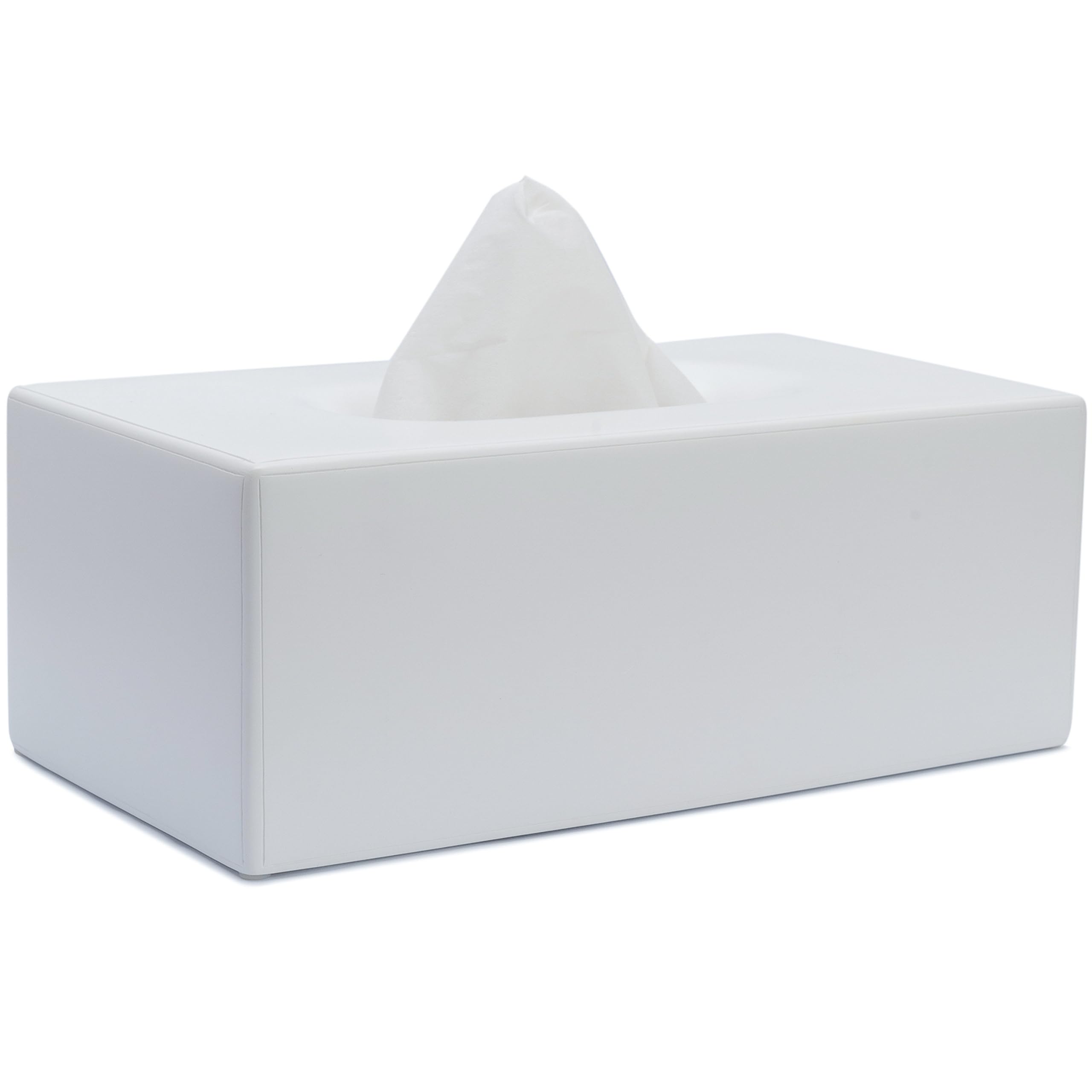 Matte White Tissue Box Cover Rectangular, Facial Tissue Dispenser for Bathroom, Kitchen, Bedroom, Office, Hotel, Restaurant, Countertop, Nightstand, Car, and Desk