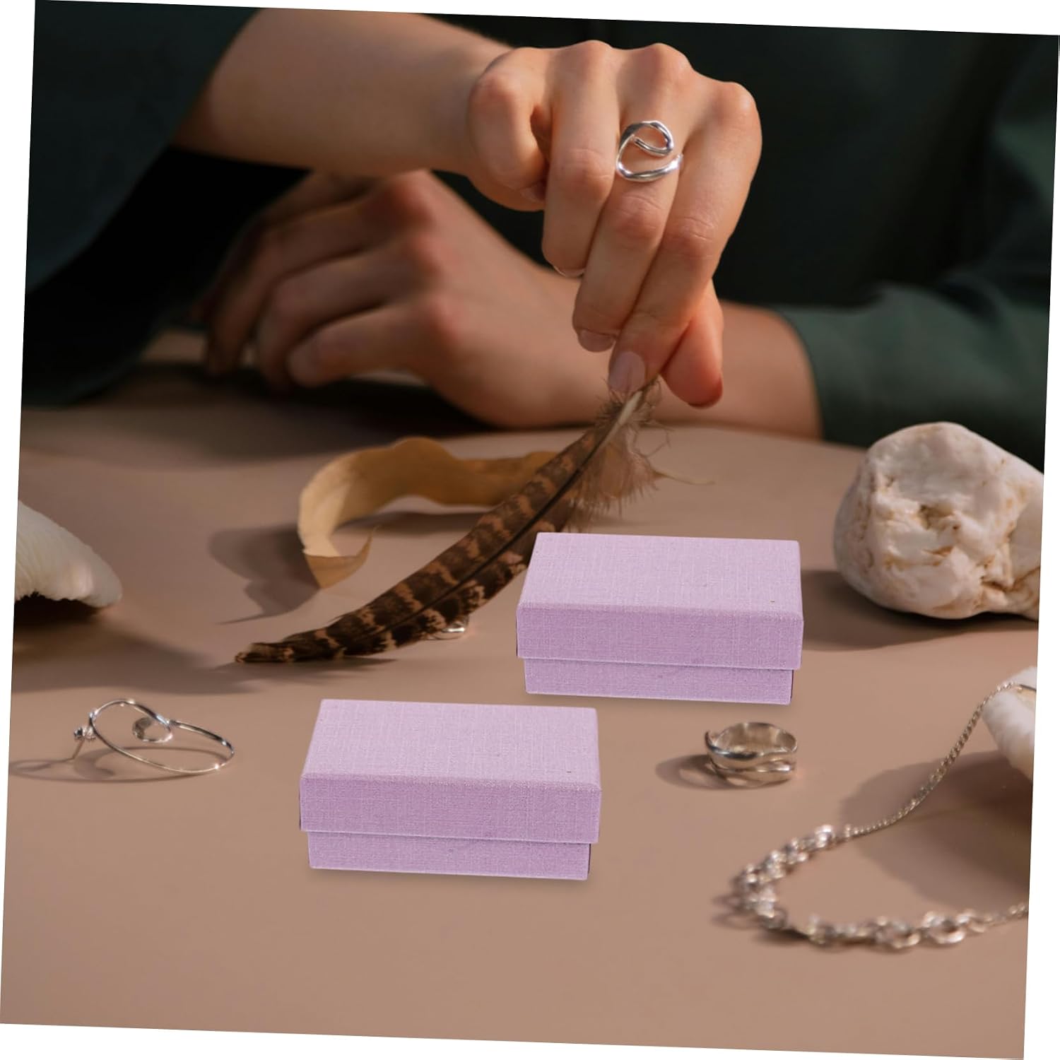 Cabilock 10pcs Pearl Pink Creative Jewelry Boxes Reusable Necklace and Earring Packaging Box for Jewelry Storage for Travel and Organization image 3