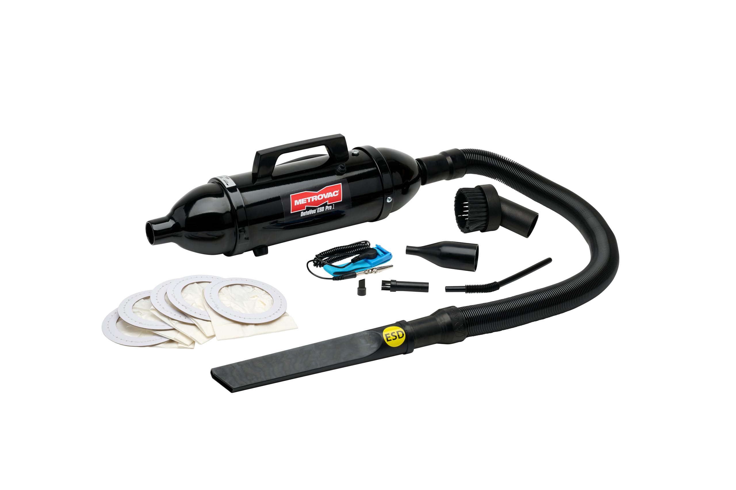 METROVAC ESD-Safe Pro Series | Comp Vacuum/Blower w/Micro Cleaning Tools | Multipurpose Tool for Removing Dust, Lint & Paper Shreds | 1 Pack, Black
