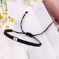 Vista 26 de Initial Bracelets for Couples Women Men Initial Charm Handmade Rope Braided Letter Bracelet for Teens Adjustable Jewelry Father's Day Gifts for Him