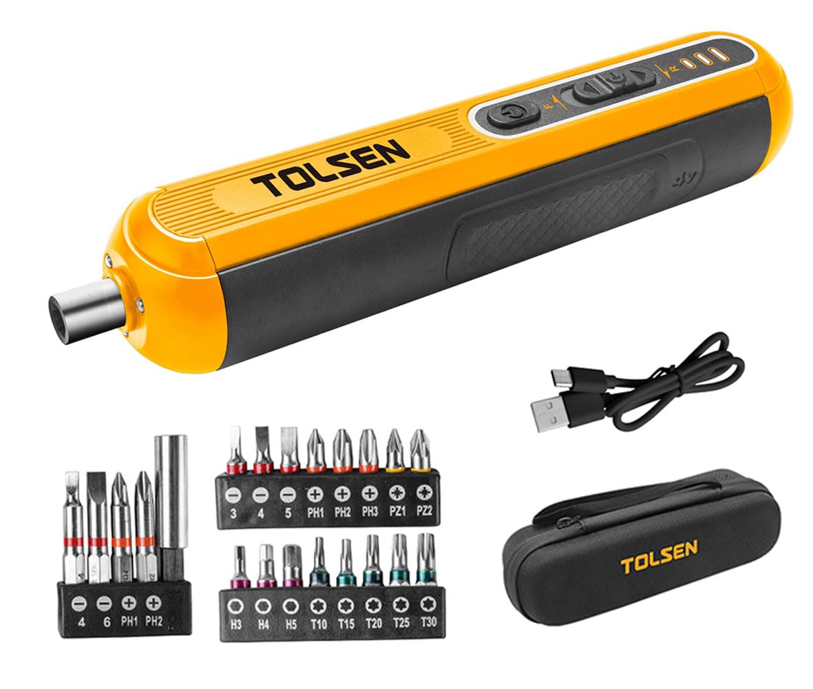 Cacciavite Elettrico, Avvitatore Ricaricabile senza Filo professionale da 4,2 V, batteria da 3,7 V/2000 mAh con ricarica USB 3 luci automatiche e set di punte