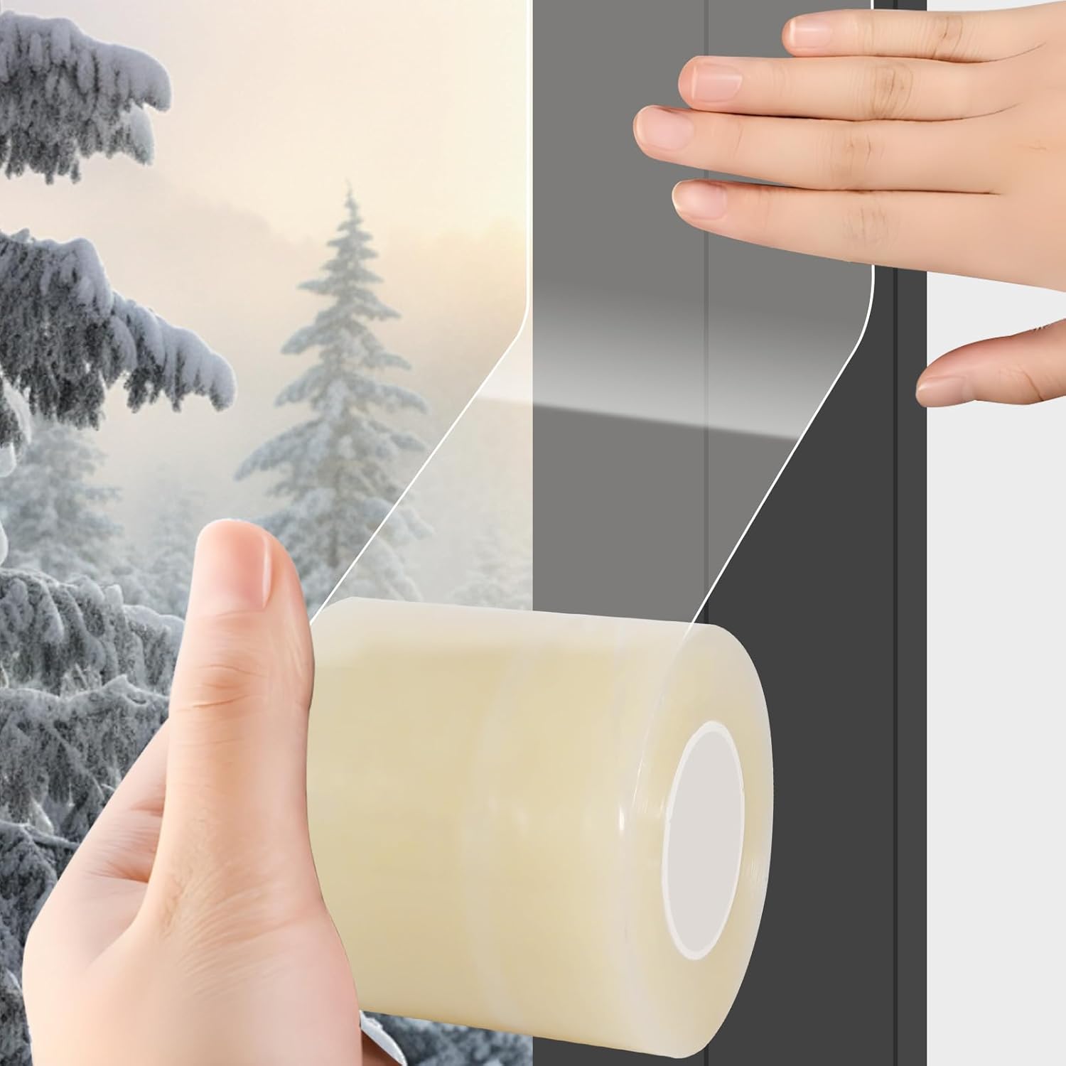 3 in x 55 yd Window Weather Sealing Tape for Winter, Window Insulation Tape, Weather Stripping Window Seal, Self Adhesive No Residue, Waterproof, Stops Draft from Entering Through Gaps,No Cold Drafts