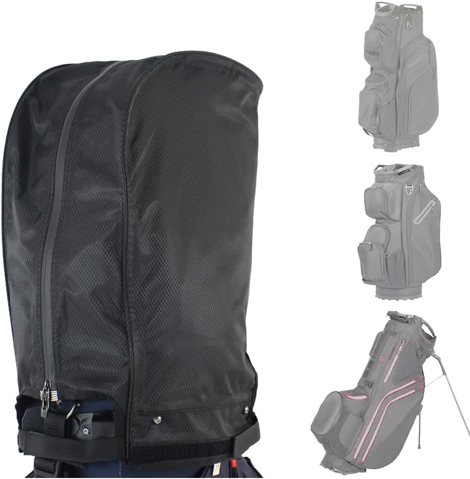 Golf Bag Cover rain Cover/Hood Nylon Waterproof dust Cover Fits Most Golf cart Bags Easy to use Collapsible and removabl Golf Accessory Gifts