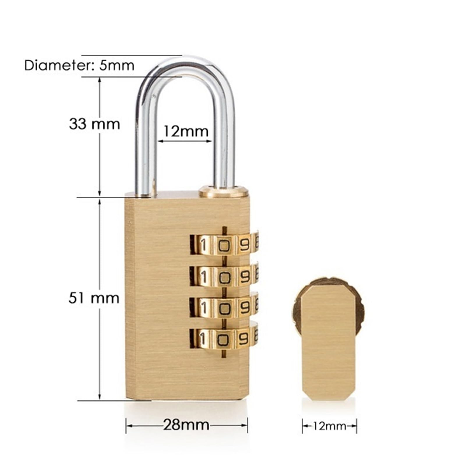 Cyfrowy zamek szyfrowy z litego mosiądzu bagaż podróżny 1 szt. (FS-4-84MM)