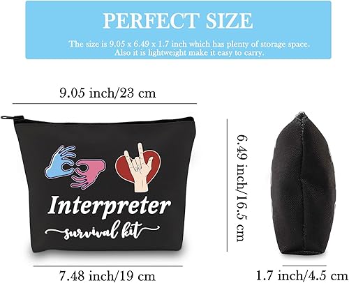 Miniatura 2 de GJTIM Interprete Bolsa con cremallera para intérprete de supervivencia, bolsa de maquillaje de regalo, para intérprete de lenguaje de signos ASL,