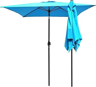 HZH Guarda-chuva de pátio, guarda-chuva de pátio externo de 6,5 pés quadrados com inclinação e manivela, guarda-chuva externo