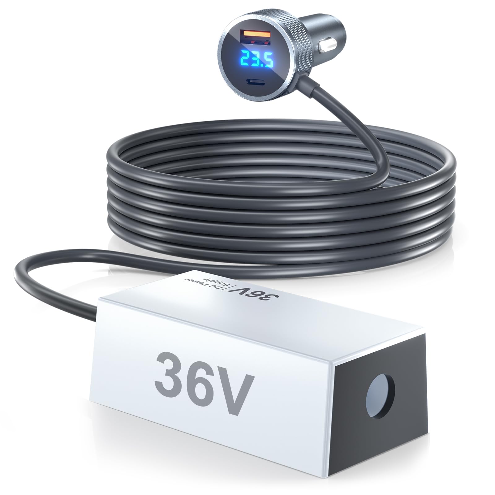 Starlink Mini adattatore da auto, 3 in 1 Starlink mini caricabatteria da auto 12 V-24 V a 36 V, convertitore Step Up cavo di alimentazione CC con display digitale, resistente USB C PD 45 W e