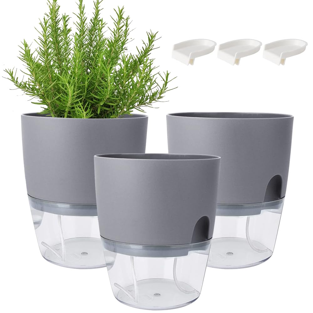 Zestaw 3 naczyń do samoistnego nawadniania, 18 cm, naczynia do roślin samoistnie nawadnianych, naczynia na zioła aromatyczne do roślin kuchennych do domu, balkonu, ogrodu, dla wszystkich
