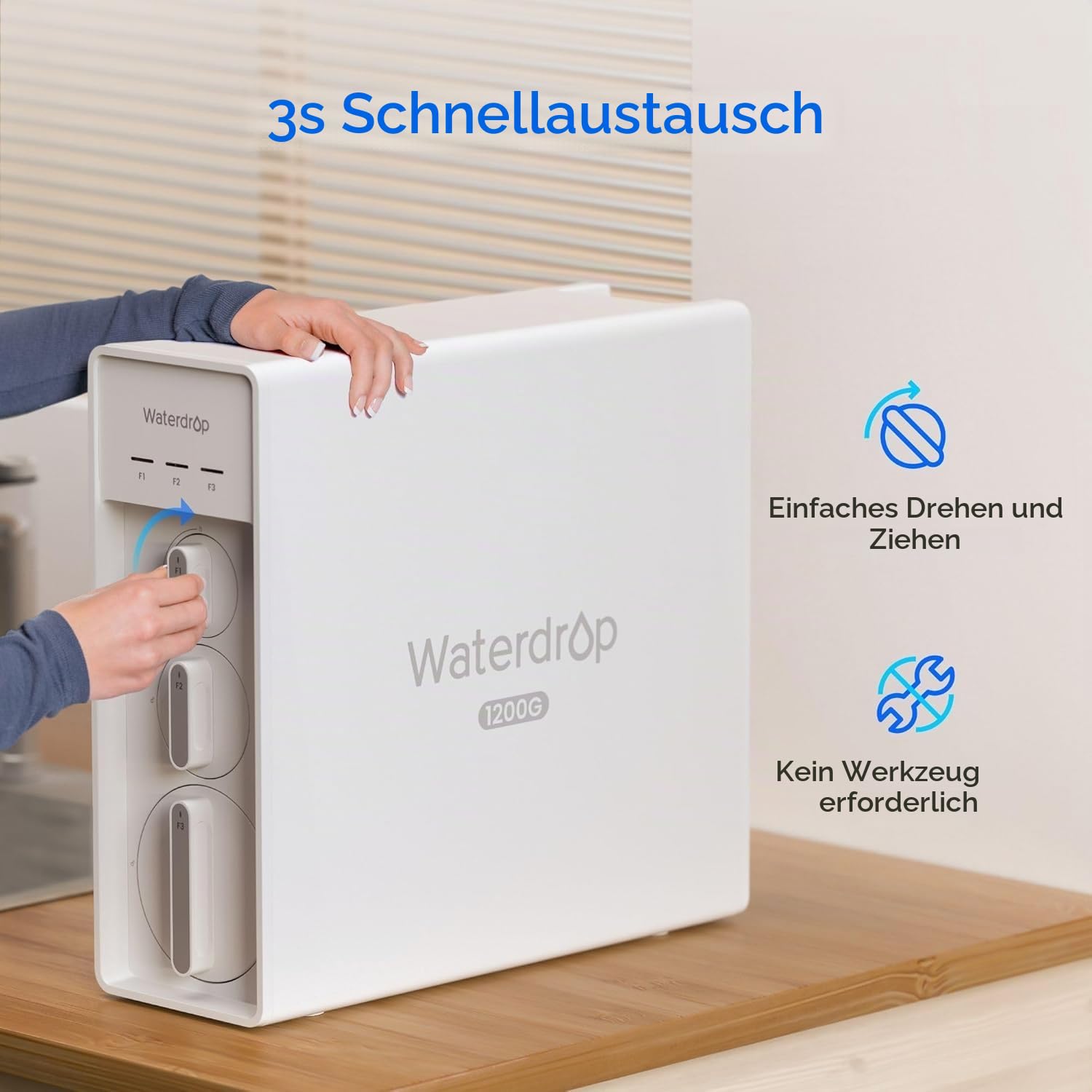Waterdrop WD-F1A Alkaline Mineral pH+ Filter, Ersatz für WD-X12-Alkaline & WD-X16 Umkehrosmoseanlage, 12 Monate Lebensdauer