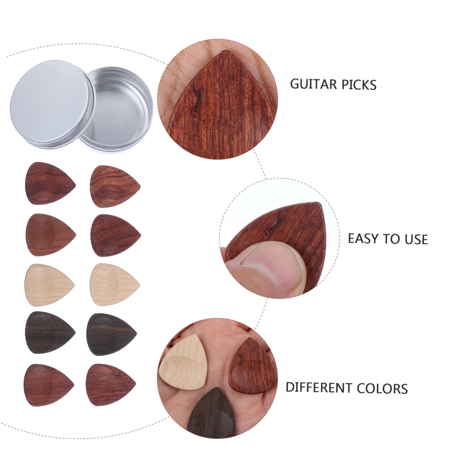 Mikinona 10stücke Teiliges Holz-gitarrenzupfer Mit Aufbewahrungsbox Für Akustik Gitarre Für Ukulele Und Bass Langlebig Flexibel Komfortabel Und Sicher Der Anwendung