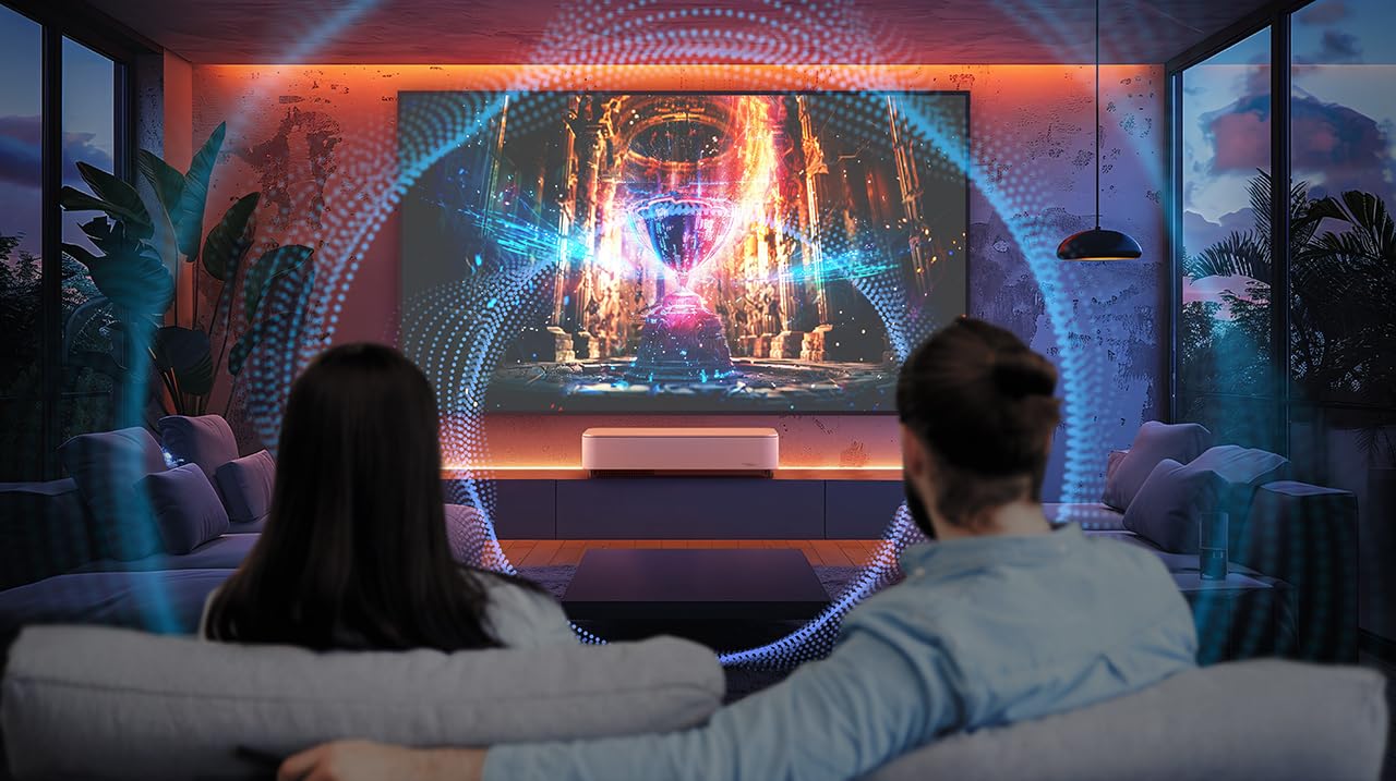 Epson Lifestudio Grand Plus EH-LS970B | Videoproiettore TV Laser Smart Ultracorto 4K | Home Cinema |4.000 Lumen | AI Imaging | Sound By BOSE | Google TV | Display Da 150''| Garanzia di 5 Anni | Nero