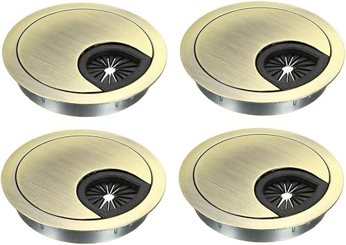 uxcell Cubierta de orificio para cable, 2.4 pulgadas2.362 in, aleación de zinc, para escritorio, ojales, cubierta de agujero para oficina, PC,