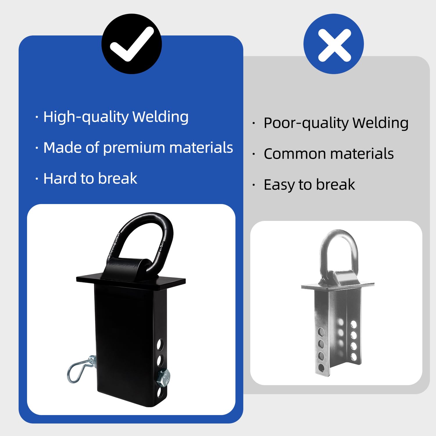 4 ganci regolabili resistenti con anello a D per ancoraggio con perno di traino da 1,27 cm, adatti per camion a pianale e rimorchi con tasche standard da 5,1 x 10,2 cm, 7348 kg