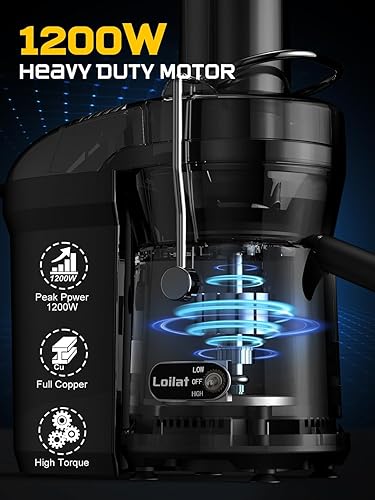 Miniatura 3 de Máquina exprimidora, exprimidor de 1200 W con canal de alimentación de 3 pulgadas para frutas enteras y verduras, extractor centrífugo de jugo de