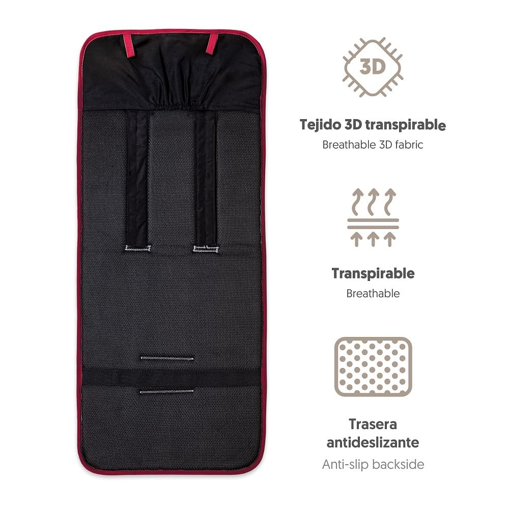 Interbaby Matelas Universel Pour Poussette D'Été 100% Coton Respirant - 84 X 34 Cm Avec Protections Harnais