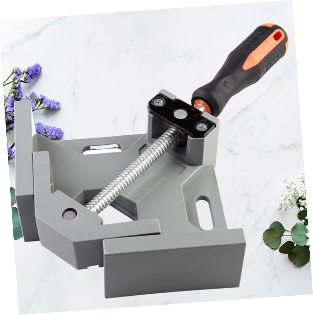 1Pc Multi Function Angle Clamp for Woodworking Durable Right Angle Fixation Tool with Head and Skid Handle for Home Use Grey