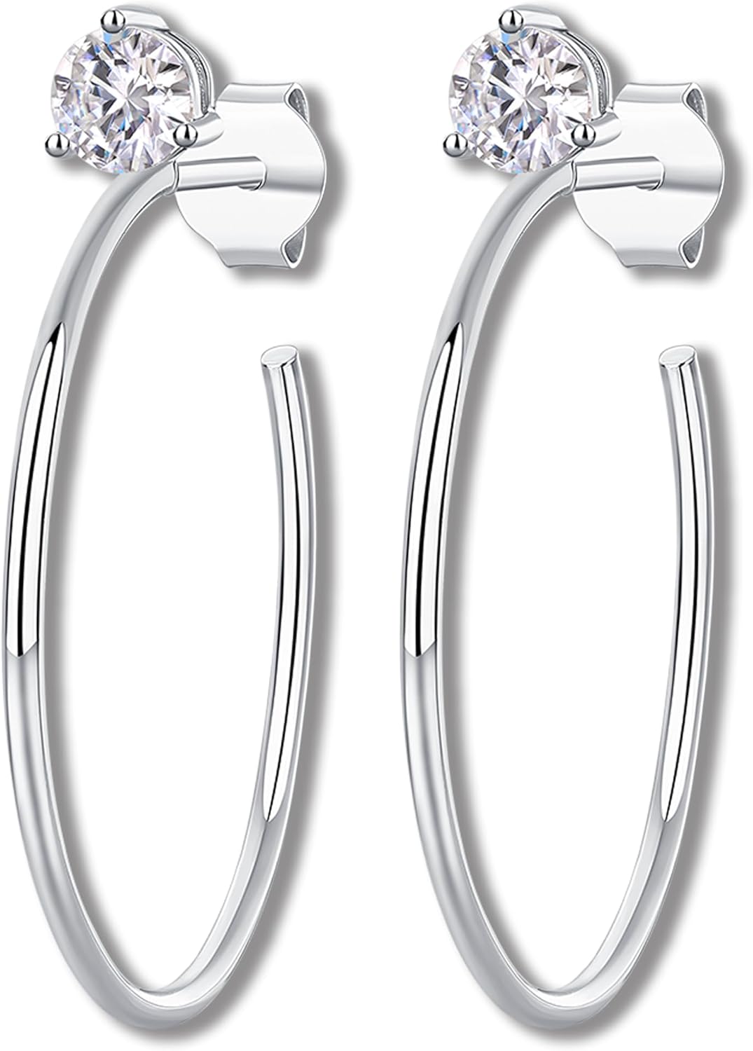 Moissanite Hoop Earrings Gifts for Women 925 Sterling Silver with 18K White Gold Plated Hypoallergenic Lab Create Diamond Dangle Earrings