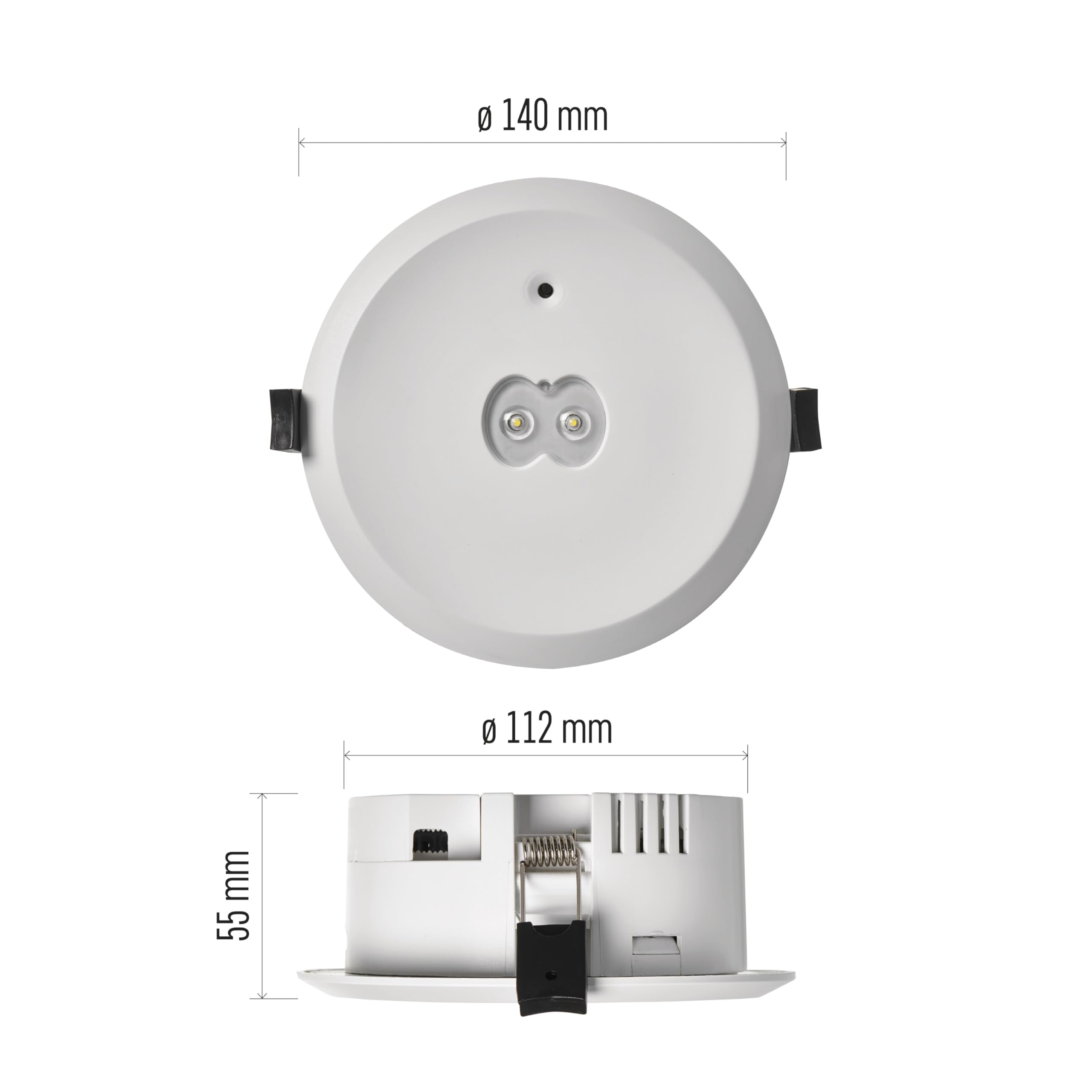 EMOS - Luz LED de seguridad ORSU 6W con 2 lentes y batería - Iluminación antipánico con botón de prueba manual - Modo de emergencia 3 horas - Montaje empotrado - Luz blanca fría - Para interiores