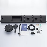 Vista 8 de POPFLY Sistema de Panel de Torre de Ducha con Altura de Brazo de Ducha Ajustable, Sistema de Cabezal de Lluvia, Panel de Ducha de Acero Inoxidable