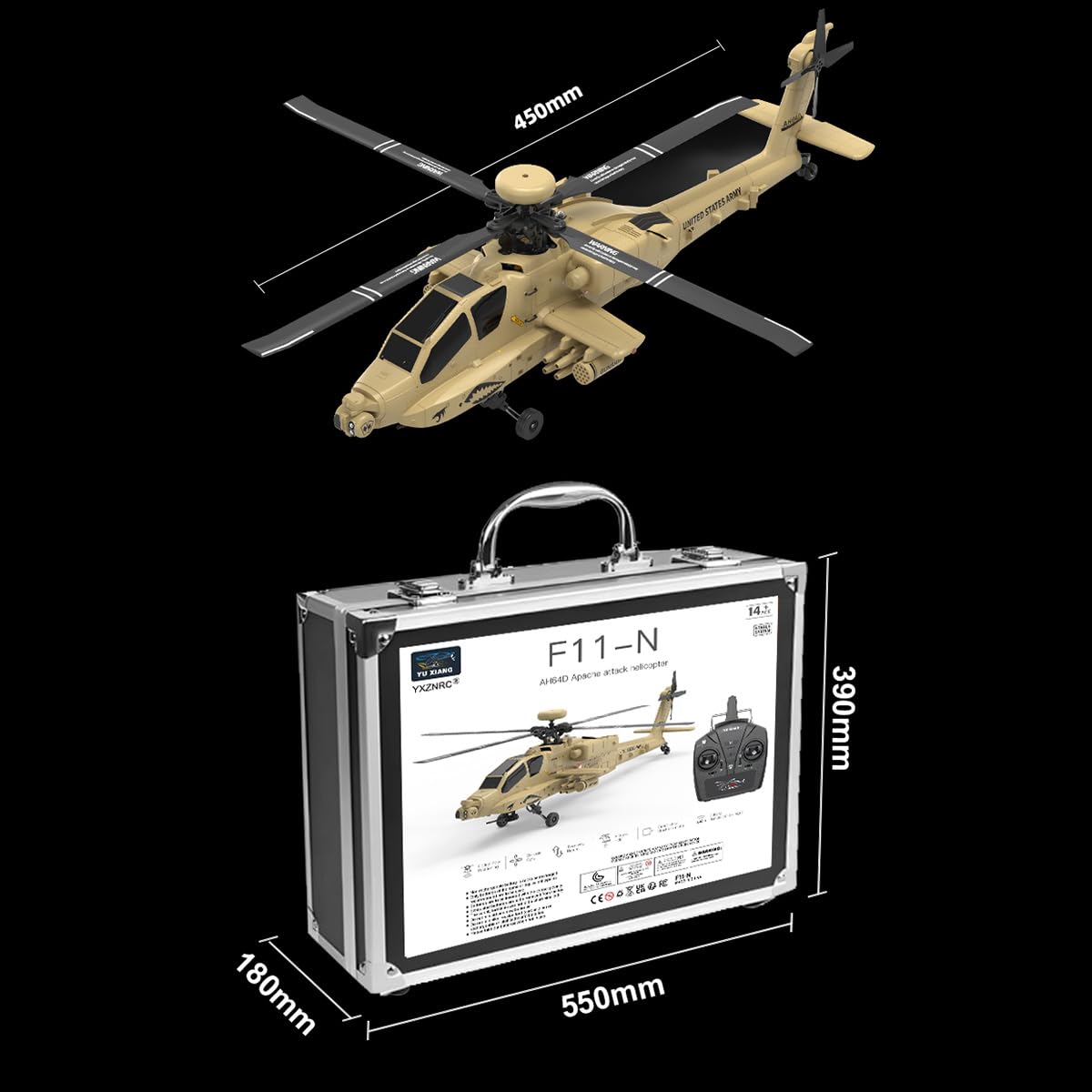 Amazon | VroomVoyage 1/32 Apache RCヘリコプター 2.4G 6CH 同軸