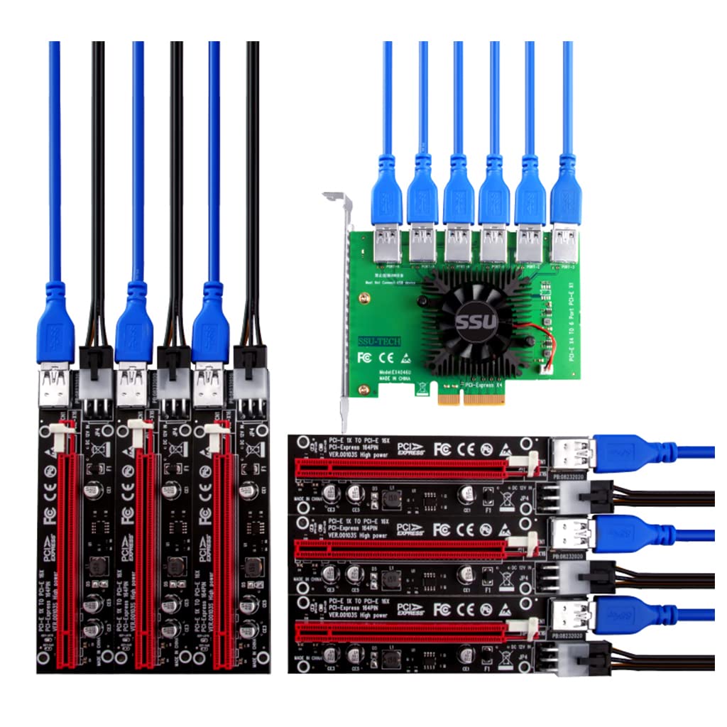 Carte adaptateur PCIE Riser extension graphique multi-GPU avec câble Express 16X - 6