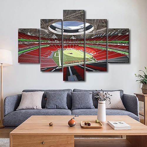 Vista 87 de Cuadros de estadios deportivos de fútbol americano de Minnesota, cuadros de vikingos, 5 paneles, lienzo para pared, arte de pared del estadio