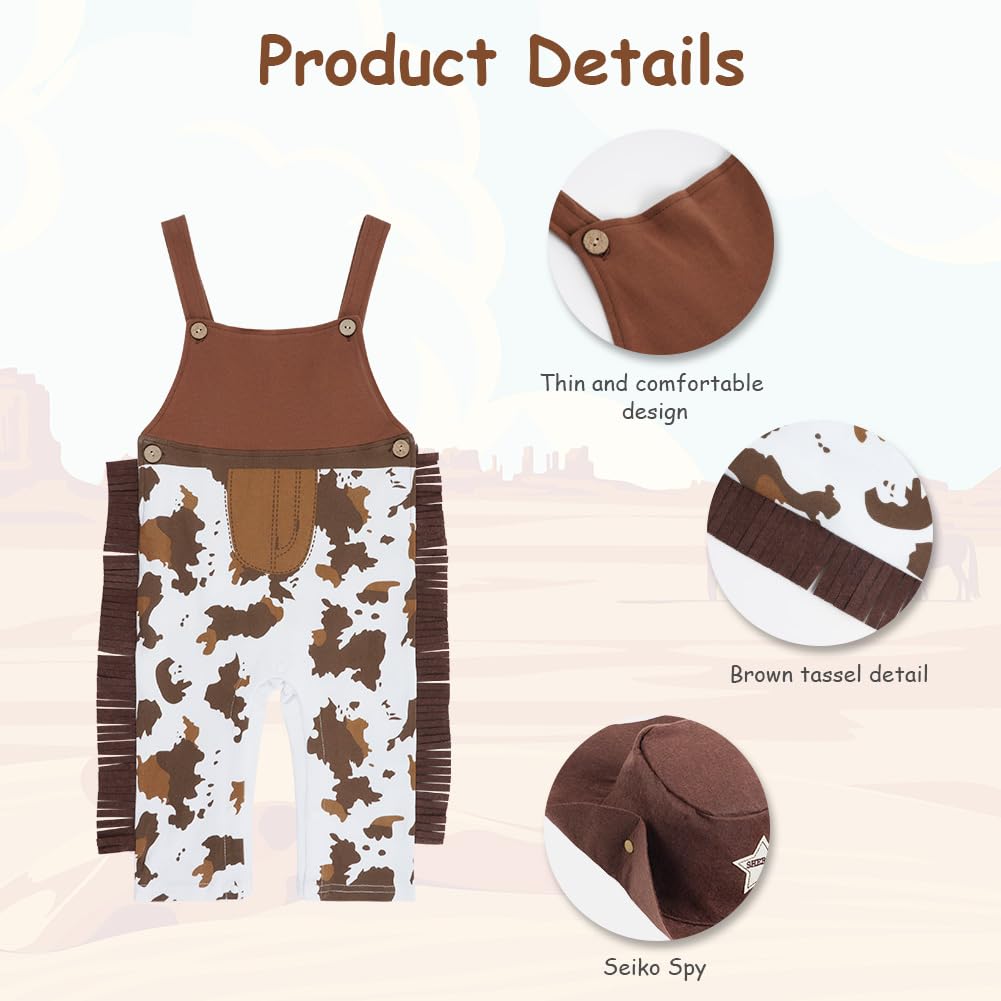 Vicloon Cowboy Costume Bambino, Vestito Costume Set da Cowboy, con Bandana Rossa e Cappello, Wild Western Cowboy Abiti Set, per Halloween Natale Carnevale Dress Up Festa