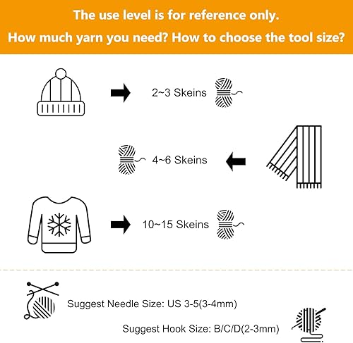 Miniatura 8 de NICEEC 4 madejas de hilo acrílico para tejer, hilo de peso para tejer, hilo suave y esponjoso, para manualidades, longitud total, 4 x 207 yardas, 4