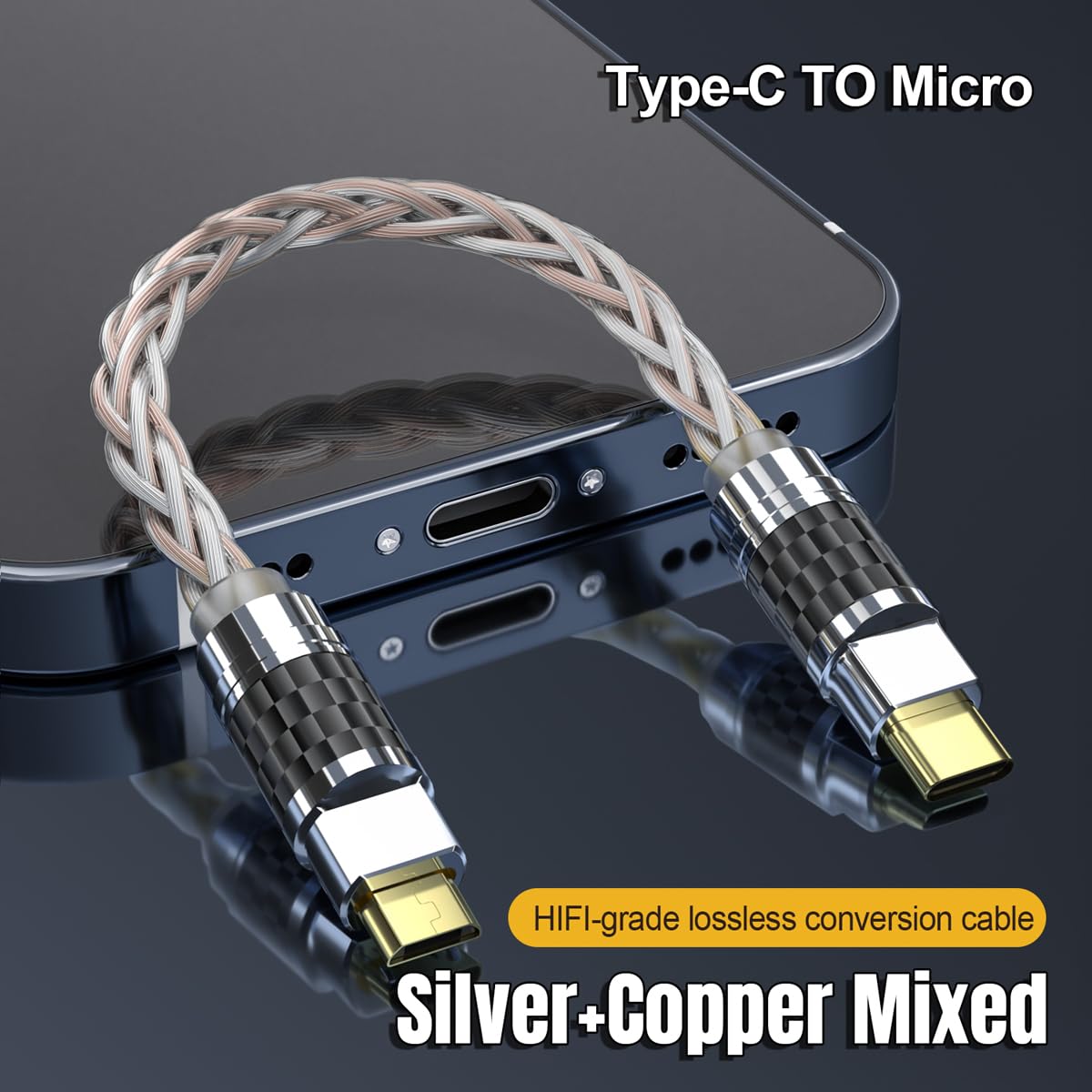 Wiring Connecting Terminals HiFi OTG Converters for Lighting Type C Micro USB Adapter 4N Pure Silver Audio Amplifier Sound Card Decoding USB C Data Cable - (Color: for Lighting Micro)