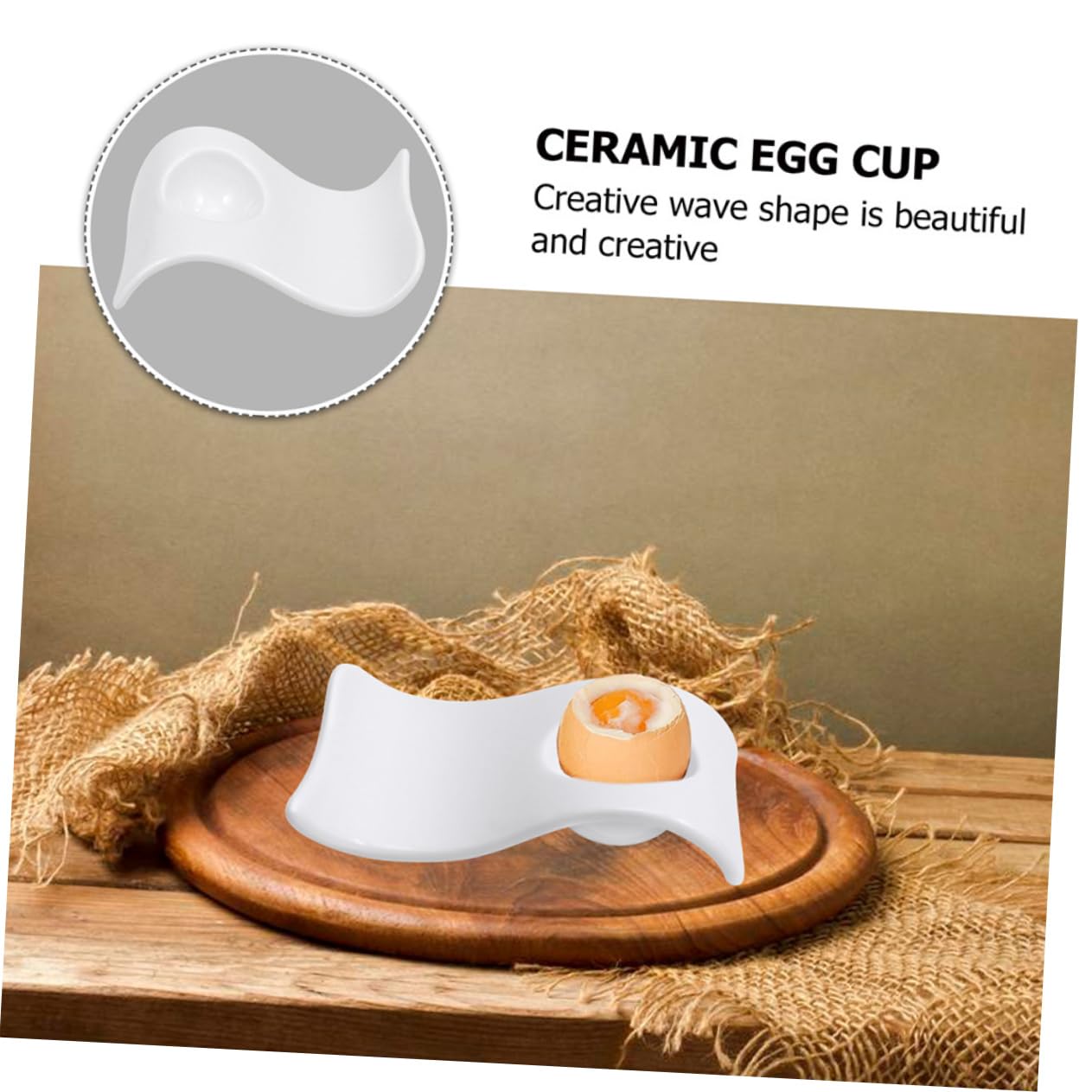 6 Coquetiers en Céramique Blancs, Plateau à Œufs Pratique et Facile à Nettoyer, Design Moderne et Élégant, pour Servir Petit-déjeuner