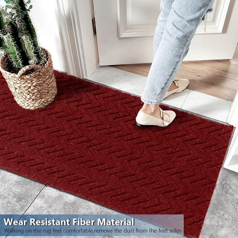 Petgrow Heavy Duty Hallway Runner Rug 2FTX6FT,Custom Size PVC Backed Non-Slip Area Rugs Runner,Outdoor Indoor Carpet Door Mat for Floor Entryway,Kitchen Laundry Balcony Garage,Red - Image 3