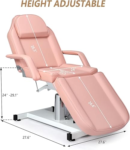 Miniatura 3 de OmySalon Mesa de masaje de cama facial hidráulica, silla de tatuaje multiusos de 3 secciones Cama esteticista, equipo de spa ajustable para salón de