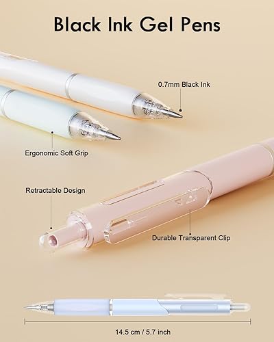 Miniatura 6 de Bolígrafos de gel, 12 piezas Bolígrafos de tinta negra de secado rápido, bonitos bolígrafos ergonómicos de punta fina de escritura suave,